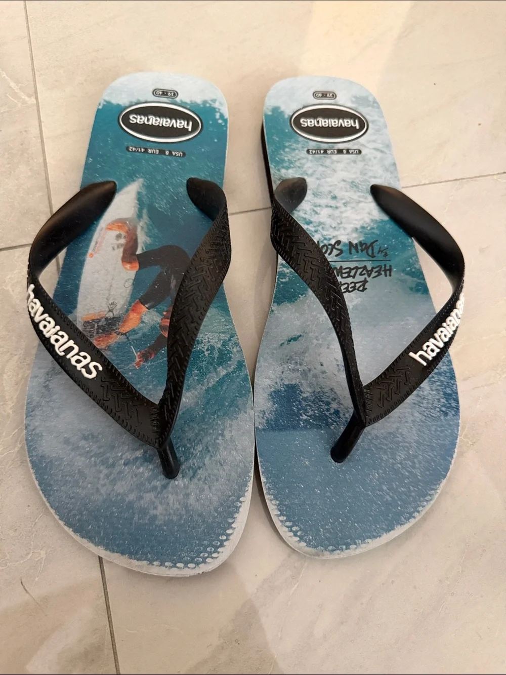 Havaianas Surf Graphic Flip Flops - Black & Blue
